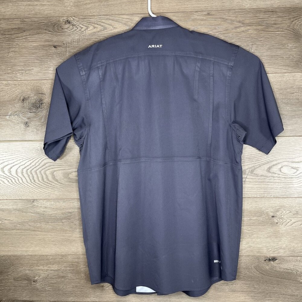 Ariat Tek Button Down Shirt Mens Med Gray  Performance Heat Series Button Up - Picture 10 of 14